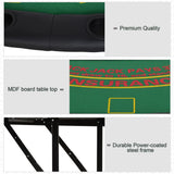 HOMCOM 7-Player Folding Poker Table with Chip Tray, Cup Holders & Padded Rails – Blackjack Card Table, Green