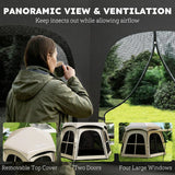 Outsunny Pop Up Tent for 3-4 Persons with 2 Doors & 4 Windows – 3000mm Waterproof Blackout Camping Tent, Khaki