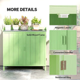 Outsunny Wooden Garden Storage Cabinet with Galvanised Top – 2-in-1 Potting Bench and Tool Shed, Green