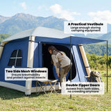 Outsunny Inflatable Camping Tent with Hand Pump – 1–2 Person Blackout Blow Up Air Tent with Carry Bag, Dark Blue