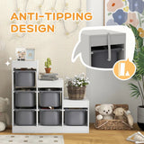 AIYAPLAY 3-Tier Kids Toy Storage Organiser with 6 Removable Bins – Grey, Ages 3-8