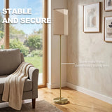 HOMCOM Floor Lamp with Linen Shade and Foot Switch – Modern Tall Standing Lamp for Bedroom, Gold Tone
