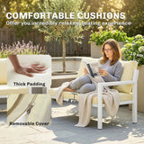 Outsunny 4-Seater Rattan Garden Furniture Set with 2 Armchairs, Loveseat, Coffee Table and Cushions – Beige