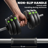 SPORTNOW 30kg Adjustable Barbell & Dumbbells Set – 2-in-1 Home Gym Free Weights, Black and Green