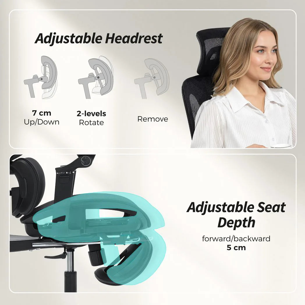HOMCOM High Back Ergonomic Office Chair with 6D Armrests, Lumbar Support & 135° Recline, Mesh, Black