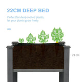 Outsunny Raised Garden Bed with Removable Liner, Fir Wood Elevated Planter Box – Flowers, Vegetables & Herbs, Dark Grey