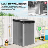 Outsunny 3.3 x 3.4ft Lean-To Steel Garden Shed with Lockable Door – Galvanised Tool Storage, Grey