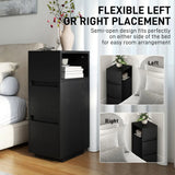 HOMCOM Slim Bedside Table with Open Shelf and 2 Drawers – Narrow Bedside Cabinet for Bedroom or Living Room, Black