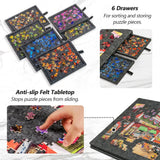 Tilting Jigsaw Puzzle Board with 6 Drawers and Dust Cover – Portable Felt Table for 1000 Pieces, Dark Grey