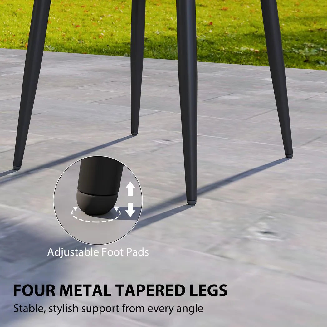 Outsunny 49.5 cm Round Garden Side Table with UV-Resistant Tray-Style Top and Metal Legs – Indoor Outdoor, Black