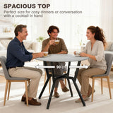 HOMCOM Round Dining Table for 4 with Metal Frame and Anti-Slip Foot Pads, 90cm – Space-Saving Kitchen Table, Grey