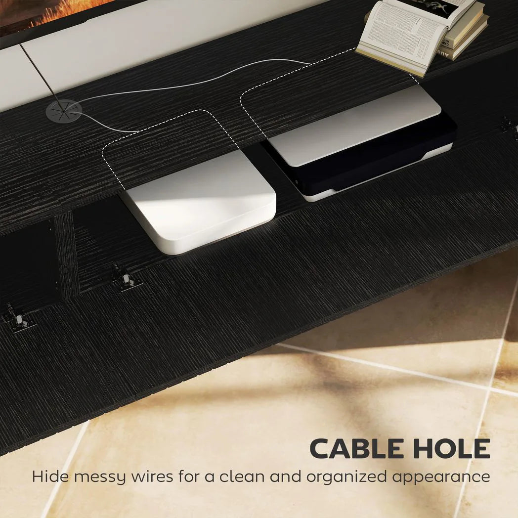 HOMCOM 180cm Floating TV Stand, Wall-Mounted Unit with Cable Hole, Fits up to 72" TV – Black