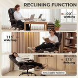 HOMCOM Executive Office Chair with 90–135° Recline, Retractable Footrest & High Back, Brown