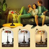 HOMCOM Tiffany-Style Rose and Butterfly Table Lamp – Multi