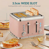 HOMCOM 3000W 1.7L Stainless Steel Kettle and 4 Slice Toaster Set with UK Strix Thermostat – Fast Boil, Pink