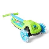 Ozbozz Dinosaur Trail Twister Folding Scooter with 3 Light-Up Wheels – Kids Outdoor Ride-On, Green