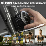 SPORTNOW 4-in-1 Folding Exercise Bike with Resistance Bands, 8-Level Magnetic Resistance & Bluetooth App, Red