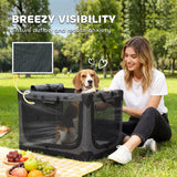 PawHut Foldable Soft Dog Crate with Removable Pad and Mesh Windows, 76 x 54 x 54 cm – Pet Travel Carrier, Army Green