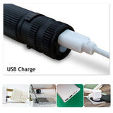 2-Pack USB Rechargeable Mini LED Torches – Adjustable Focus, 3 Lighting Modes, Aluminium, Black