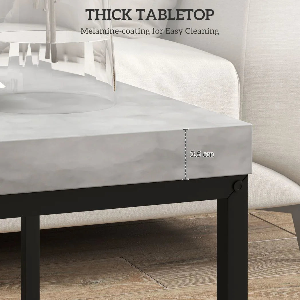 HOMCOM Coffee Table Set of 2 with 3.5cm Thick Tabletop – Square Nest of Tables, Grey