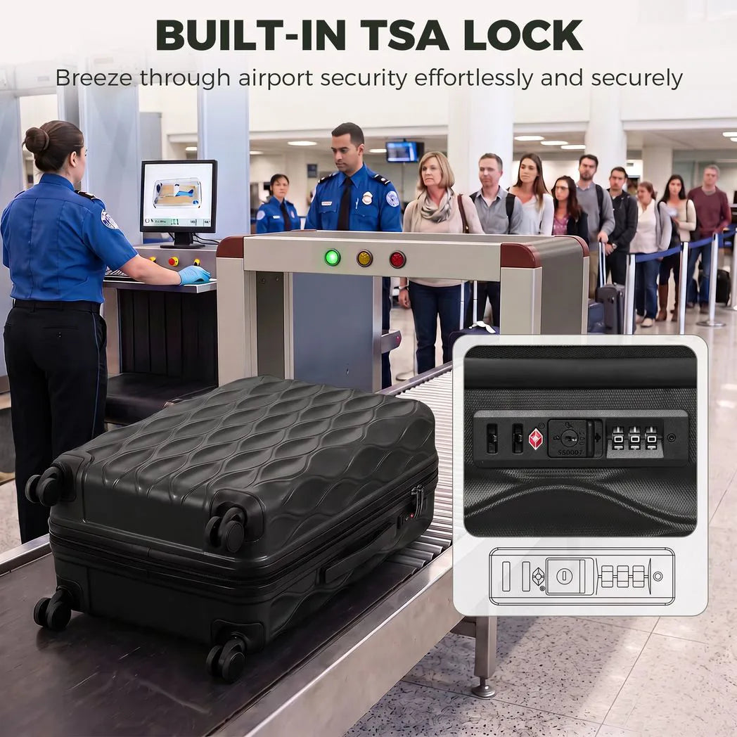 HOMCOM 28 Inch Suitcase with TSA Lock & 360° Spinner Wheels – 98L ABS Hard Shell Checked Luggage, Black