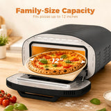 HOMCOM 2200W Electric Pizza Oven with 12 Inch Ceramic Stone, Viewing Window and 3 Dials – Indoor Pizza Maker