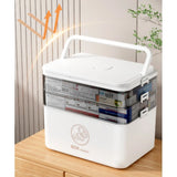 3-Tier Medicine Storage Box – Large Capacity Dustproof Organiser with Compartments, Clear and White