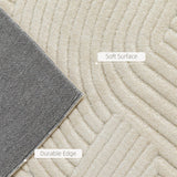 HOMCOM Modern Geometric Plush Rug, Non-Slip, 200 x 140cm – Cream