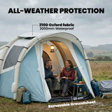 Outsunny Inflatable Camping Tent with Air Pump & 2 Rooms – Easy Setup 2–3 Person Blow Up Tent, Light Blue