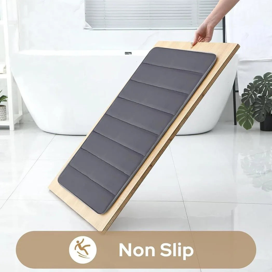 3-Piece Memory Foam Bath Mat Set with Contour Rug – Non-Slip Absorbent Pedestal Bathroom Rugs, Grey