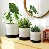 Outsunny Handwoven Cotton Rope Plant Pots, Set of 3 – Indoor Planters with Waterproof Liner, White