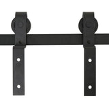 HOMCOM 200cm Sliding Barn Door Hardware Track Kit for Two Doors, 90kg Capacity – Heavy Duty Carbon Steel Rail, Black