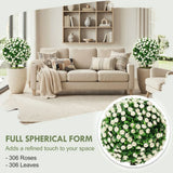 HOMCOM Artificial Rose Topiary UV Resistant, 2-Pack Fake Plants, 55 cm, White