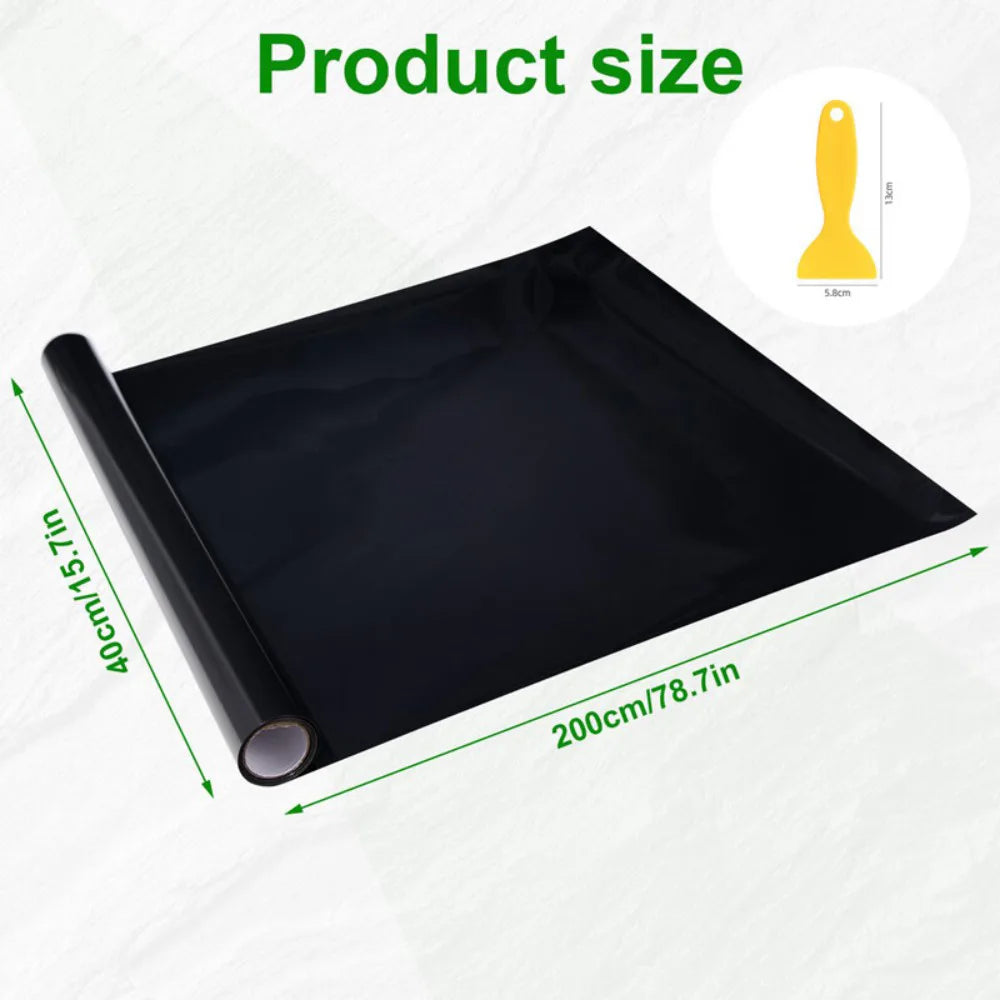 Static Cling Aquarium Background Film, 200 x 40cm – Black Fish Tank Backdrop Sticker, DIY Cut to Fit