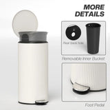 HOMCOM 30L Kitchen Pedal Bin with Soft-Close Lid and Removable Inner Bucket – Fingerprint-Resistant, Cream