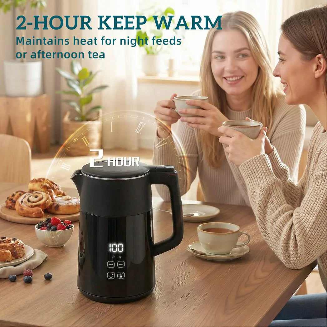 HOMCOM 1.7L Electric Kettle, 3kW Fast Boil with Strix Thermostat, LED Display and Keep Warm – Black