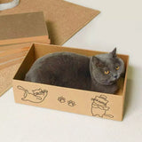 5-Pack Cat Box Scratcher with Storage Box – Heavy Duty Corrugated Cardboard Scratching Board and Bed