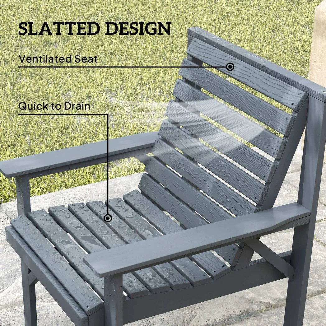 Outsunny 4 Piece Wooden Garden Sofa Set – Loveseat, Two Armchairs and Coffee Table, Embossed Solid Wood, Grey