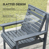 Outsunny 4 Piece Wooden Garden Sofa Set – Loveseat, Two Armchairs and Coffee Table, Embossed Solid Wood, Grey