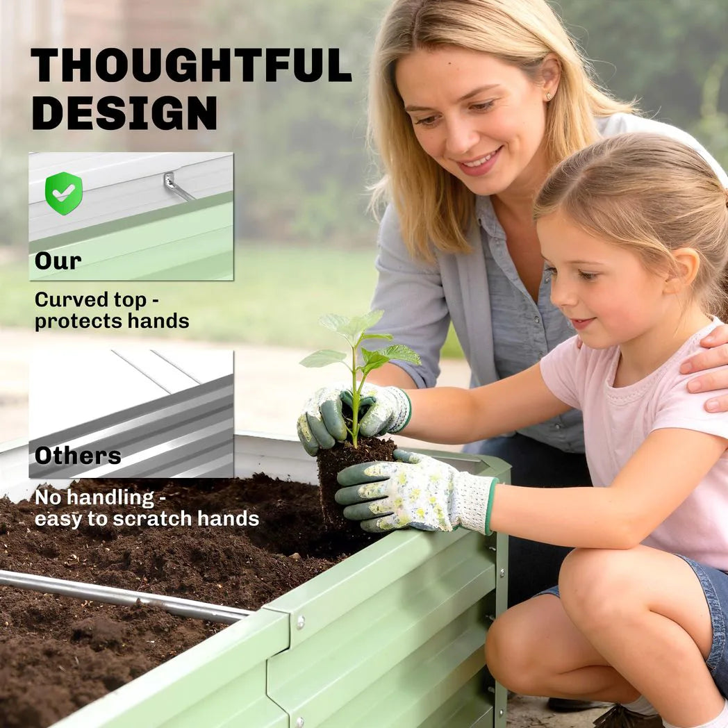 Outsunny Galvanised Raised Garden Bed for Herbs & Veg