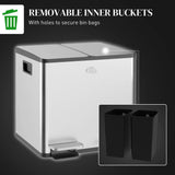 HOMCOM 30L Dual Compartment Pedal Bin with Deodoriser Holders & Soft-Close Lid – Stainless Steel