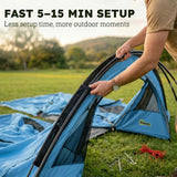 Outsunny 4 Person Family Camping Tent with 2 Rooms & Sewn-In Groundsheet – Waterproof Tunnel Tent, Sky Blue & Grey
