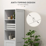 HOMCOM Slim Tall Bathroom Storage Cabinet with 3 Open Shelves and Adjustable Shelf – Space-Saving, White