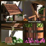 Outsunny Wood Wishing Well for Outside with Hanging Bucket