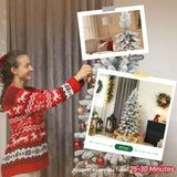 HOMCOM 6ft Flocked Artificial Christmas Tree with 756 Snow-Tipped Branches – Slim Tree, Metal Base
