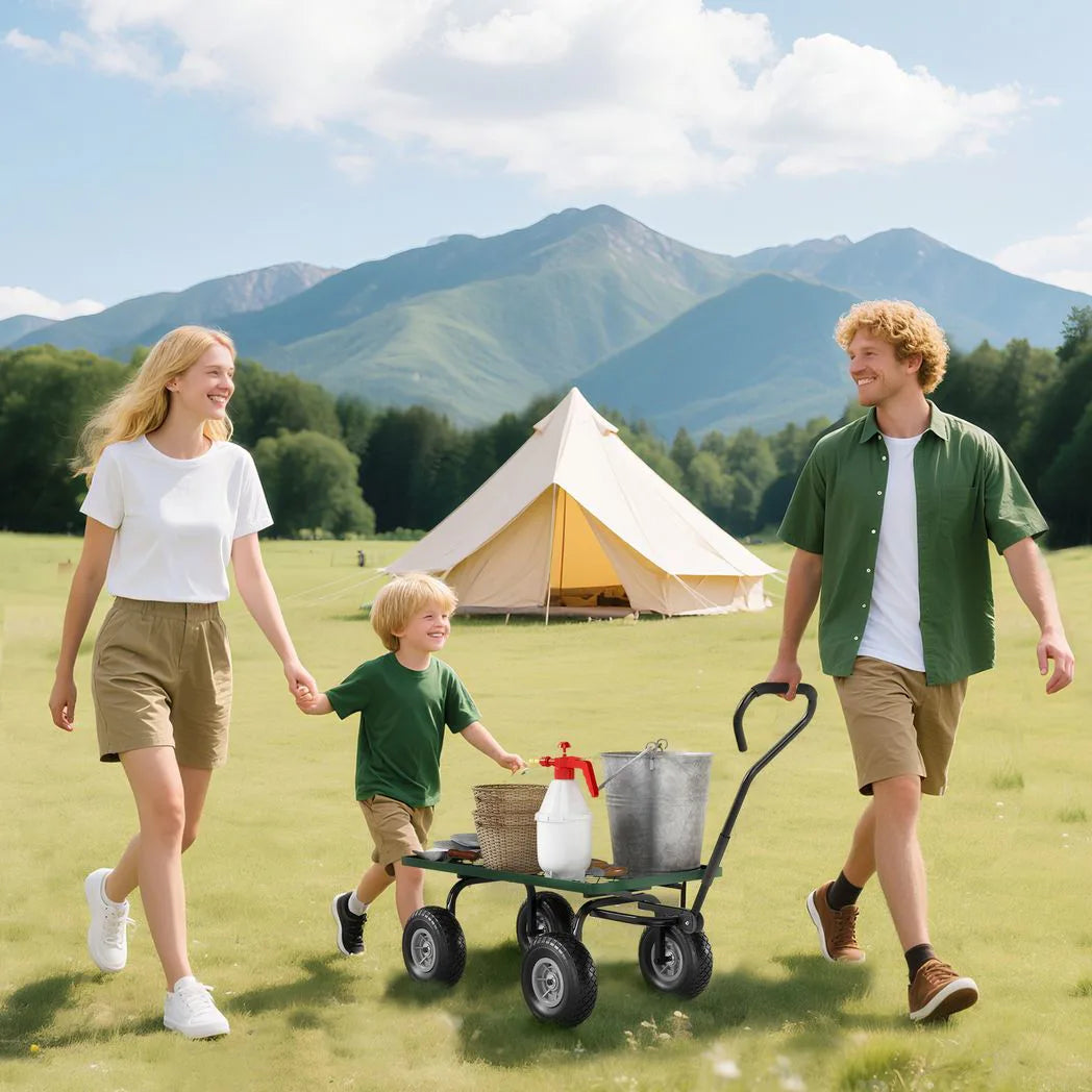 Outsunny Heavy Duty Garden Trolley Cart with 10" Pneumatic Wheels & Foam Handle – 150 kg Capacity, Green