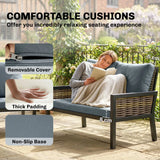 Outsunny 4-Seater Rattan Garden Furniture Set with 2 Armchairs, Loveseat & Coffee Table – Cushioned, Grey
