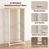 HOMCOM Chest of Drawers with 4 Fabric Drawers, 2 Hooks and Steel Frame – Tall Bedroom Storage Unit, Beige