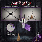 HOMCOM 200cm Life Size Animated Flying Witch Halloween Decorations Outdoor Indoor