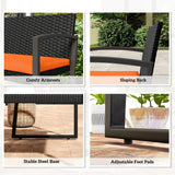 Outsunny 2 Seater Rattan Garden Bench with Padded Cushion, Orange